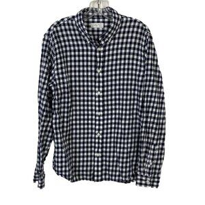 Cotton & Co. Men's Check flannel Shirt Sz L Button Down black white plaid